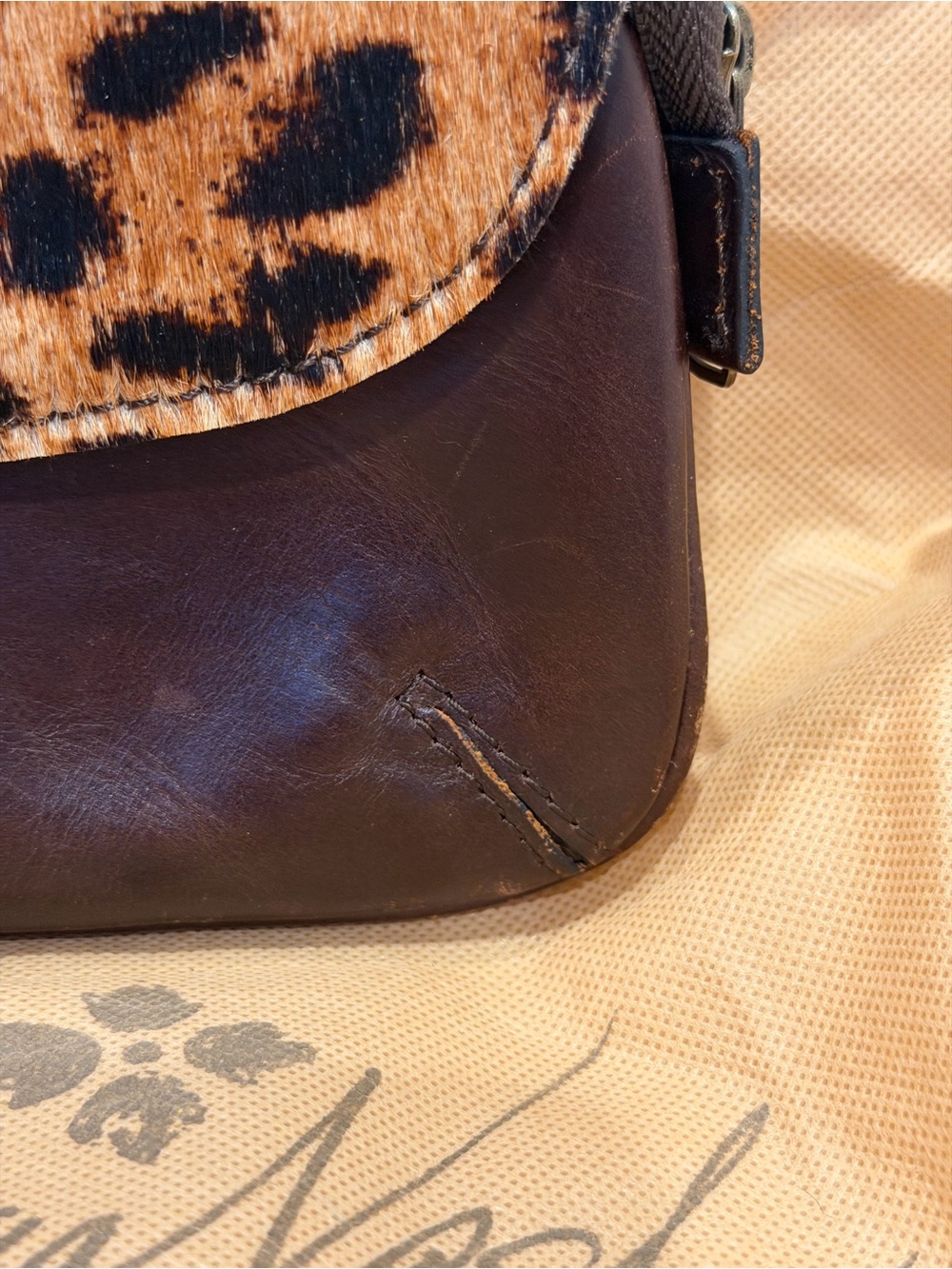 Patricia Nash Brown Leopard Print Crossbody Bag Adjustable Strap Dust Bag - Picture 5 of 9